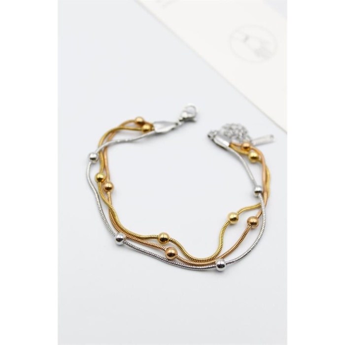 Üç Zincirli Toplu Çelik Bileklik - ÇOK RENKLİ