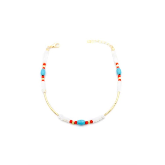 Boncuklu Halhal - Beyaz