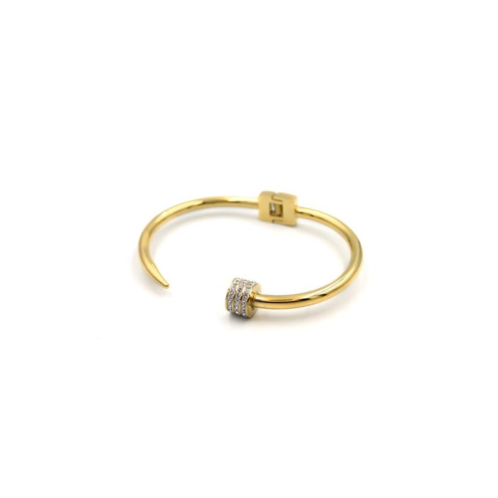 Taşlı Çivi Bilezik - Altın