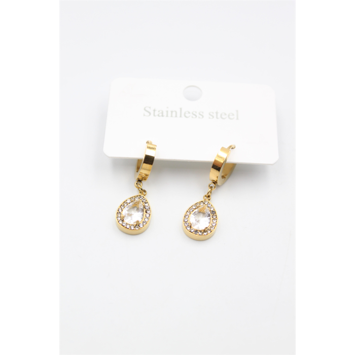 Damla Taşlı Küpe - Altın