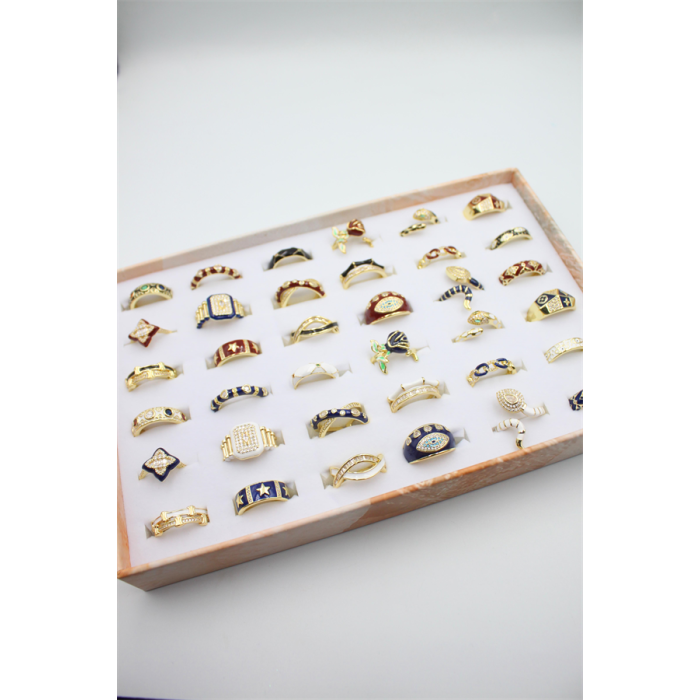 36lı Mineli Yüzük Seti - Altın