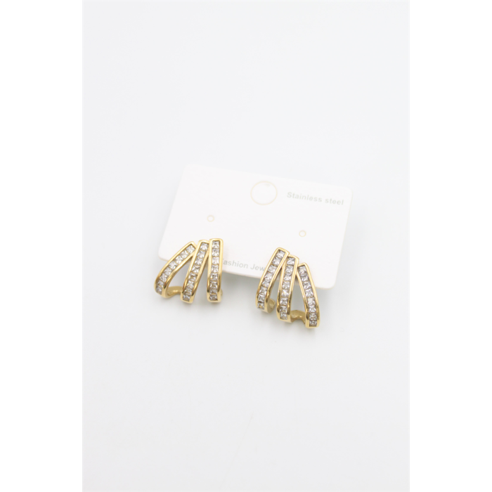 Taşlı Küpe - Altın