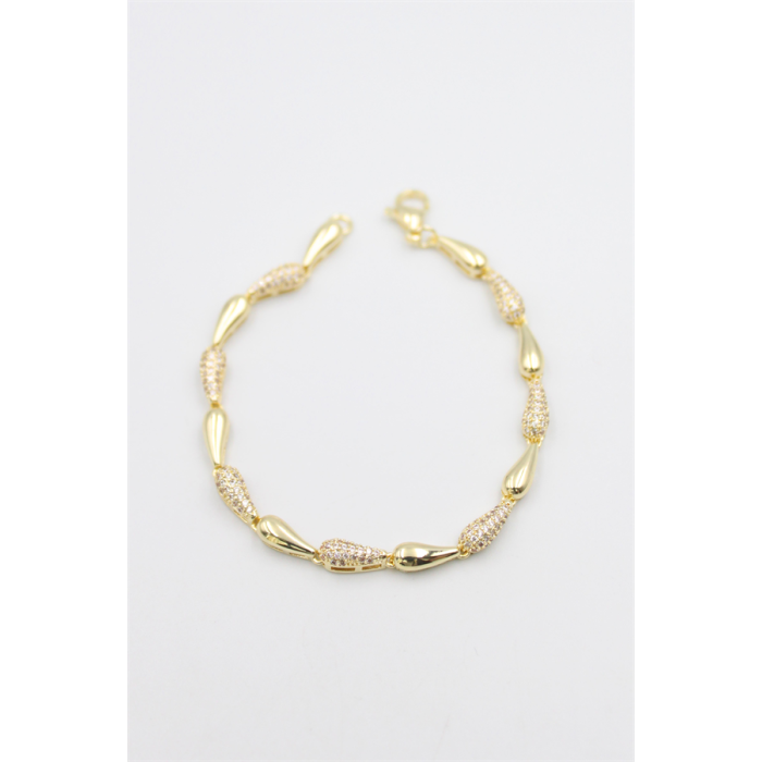 Taşlı Vip Bileklik - Altın