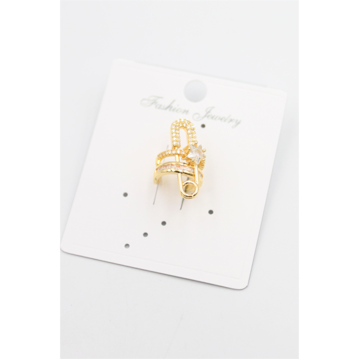 Taşlı Filkete Kıkırdak Küpe - Altın