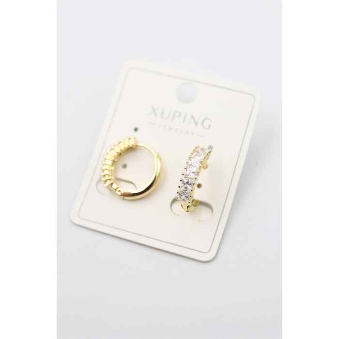 Taşlı Halka Küpe - Altın