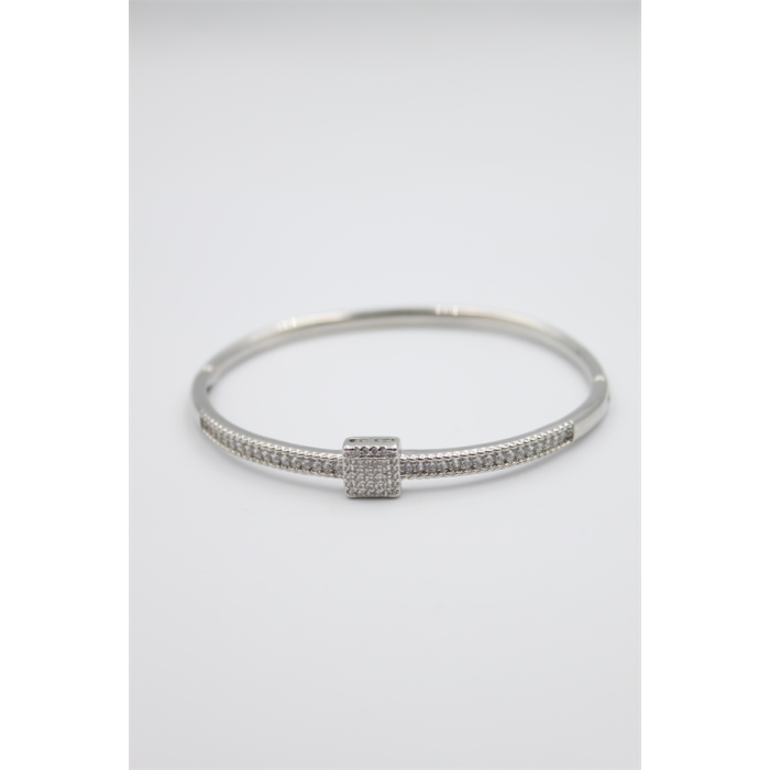 Taşlı Vip Bilezik - Gümüş