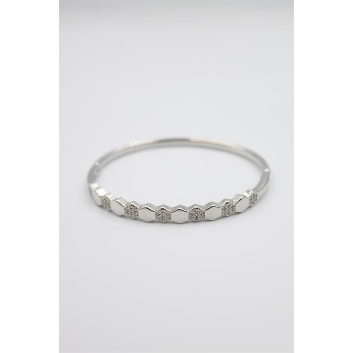 Taşlı Vip Bilezik - Gümüş