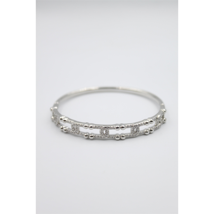 Taşlı Vip Bilezik - Gümüş