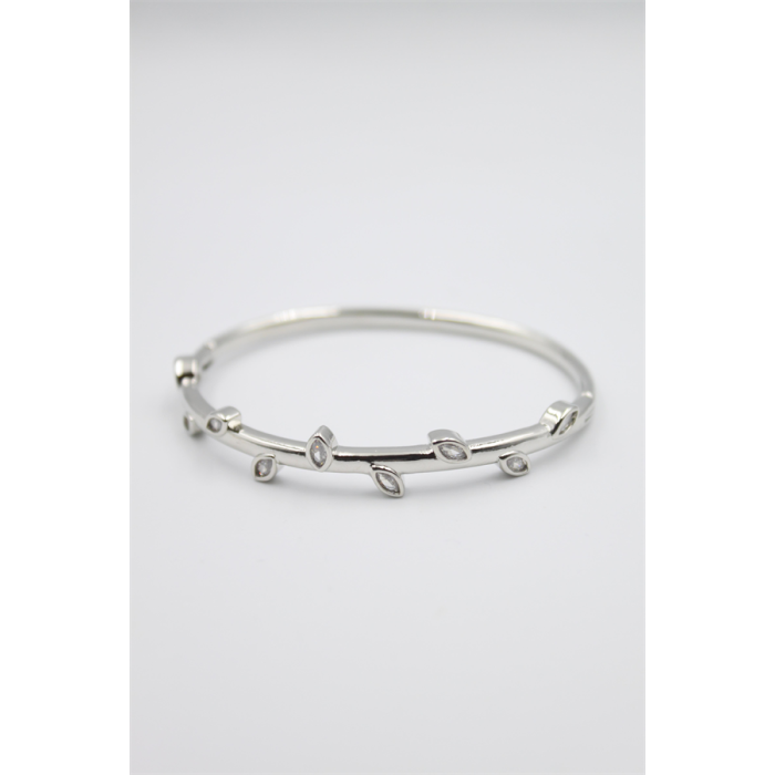 Taşlı Vip Bilezik - Gümüş