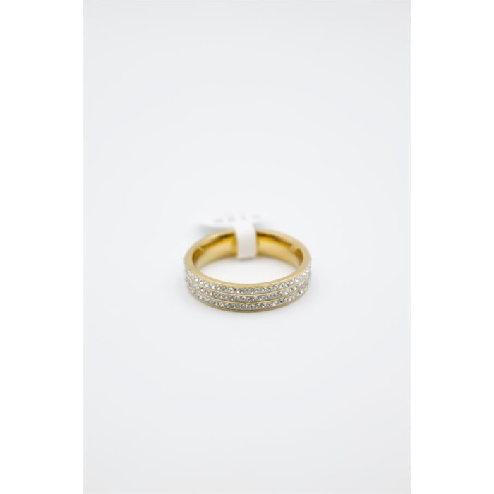 6lı Taşlı Çelik Yüzük - Altın