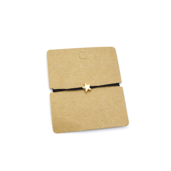 12li Paket Yıldızlı İp  Bileklik - Siyah