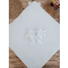 Yenidoğan Beyaz Wool Yün Kumaş Ayıcık Kulaklı Kundak Bebek Battaniyesi