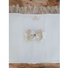 Yenidoğan Beyaz Wool Yün Kumaş Taç Nakışlı Trilüks Kundak Bebek Battaniyesi