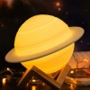 3D Print Satürn Dokunmatik Gezegen Ahşap Stantlı 3 Renk USB Şarjlı Gece Lambası (Kumandasız) (4434)