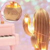 Led Işıklı Sevimli Kaktüs Dekoratif Masa Lambası Mini Biblo Gece Lambası-GOLD (4434)