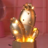 Led Işıklı Sevimli Kaktüs Dekoratif Masa Lambası Mini Biblo Gece Lambası Gold (4434)