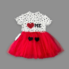 1-2-3 Yaş Payetli Kalp Me Baskılı Kız Bebek Elbisesi