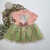 1-2-3 Yaş Denizkızı Baskılı Pul Desen Etekli Kız Bebek Elbisesi