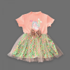 1-2-3 Yaş Denizkızı Baskılı Pul Desen Etekli Kız Bebek Elbisesi
