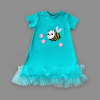 1-2-3 Yaş Arıcık Nakışlı Eteği Fırfırlı Jile Kız Çocuk Elbisesi