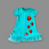 1-2-3 Yaş Payetli Çilekler Nakışlı Eteği Fırfırlı Jile Kız Çocuk Elbisesi