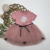 1-2-3 Yaş Payet Yapraklı Çiçek Nakışlı Astarlı Kız Bebek Tütü Elbisesi