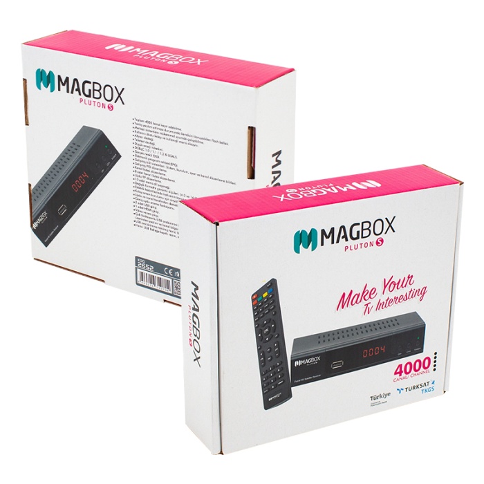 MAGBOX PLUTON S YENİ MODEL KASALI FULL HD UYDU ALICISI TKGSLİ (SCART+HD) HDMI KABLO DAHİL (4434)