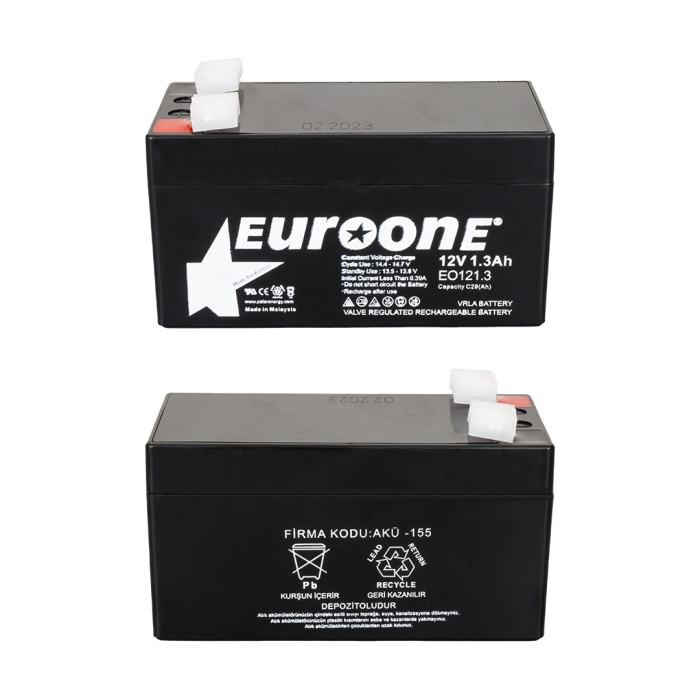 EUROONE EO121.3 12 VOLT - 1.3 AMPER AKÜ (96 X 42 X 52 MM) (4434)