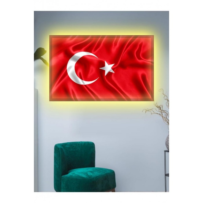 Kanvas Tablo Türk Bayrağı (Al Bayrak) Led Işıklı - 70 x 100 cm
