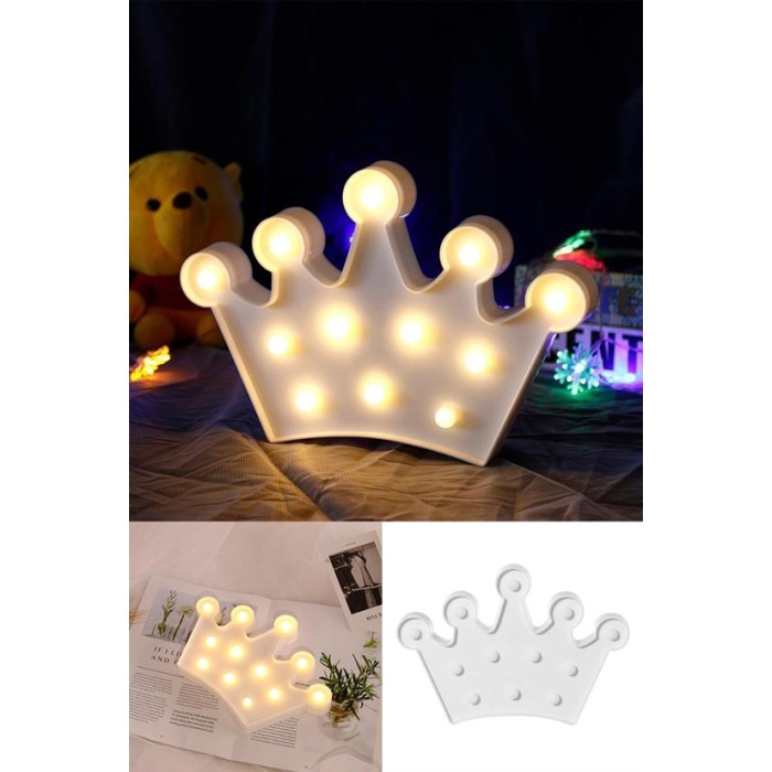 3D Dekoratif Pilli Kraliçe Tacı Model Led Masa ve Gece Lambası (4434)