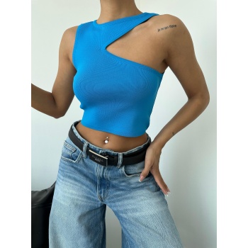 Cut Out Crop Triko Bluz