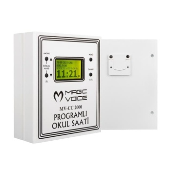 Magicvoice MV-CC2000 USB Duvar Tipi Programlı 20 Adet MP3 Formatı Zil / İstiklal Marşlı Akıllı Dijital Okul Saati (Çan Takılabilir)