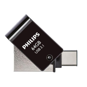 Philips FM12DC152B/00 128GB 2 IN 1 TYPE-C/USB 3.1 Siyah Gri USB Flash Bellek