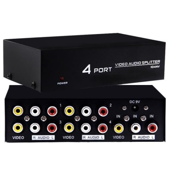 Powermaster AV-104 4 Port Video Audio Splitter