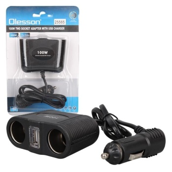 Olesson 1645 12-24V Tek USB Girişli 100W 70cm Kablolu 2li Araç Çakmak Çoklayıcı