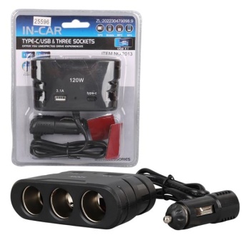 Olesson 2013 12-24V TYPE-C + USB Girişli 120W 80 CM Kablolu 3lü Araç Çakmak Çoklayıcı
