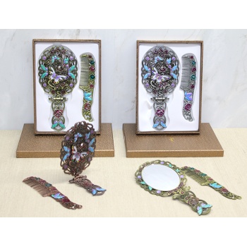 Kelebek Katlanabilir Ayna Ve Tarak Seti Büyük Boy