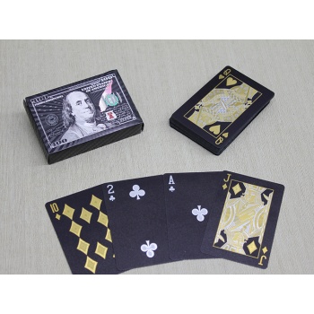 Gümüş Dolar Tasarımlı Siyah İskambil Oyun Kartı