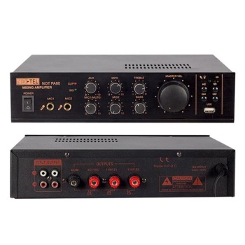 No-Tel 80 W Mini USB-SD-Bluetooth 70-100 V 2 Mik. Giriş Trafolu Anfi NOT-PA80