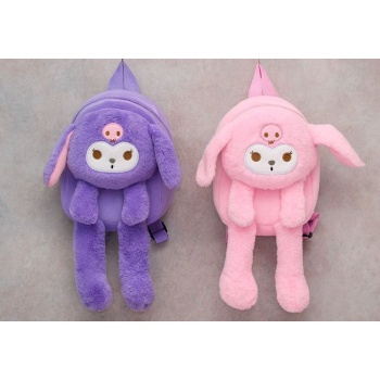 Peluş Işıklı Oynar Kulaklı Kuromi Sırt Çantası