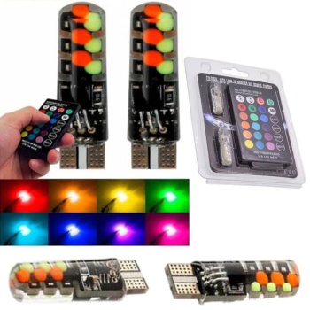 Magicvoice T10 Kumandalı 18 Rgb Led Çakarlı Universal Araç Park Ampulü (2 Adet)