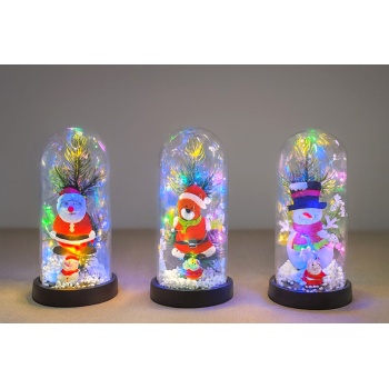 Yılbaşı Temalı Işıklı Dekoratif Cam Fanus - Model 8