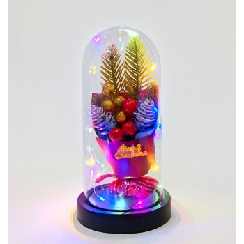 Yılbaşı Temalı Işıklı Dekoratif Cam Fanus - Model 3