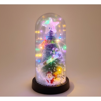 Yılbaşı Temalı Işıklı Dekoratif Cam Fanus - Model 1