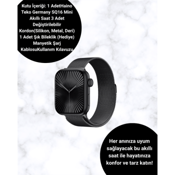 Akıllı Saat SQ-16 Mini Series 10 | Unisex Tasarım, Sağlık ve Spor Takibi
