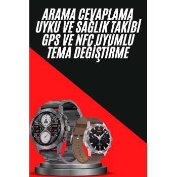 Erkeklere Özel Akıllı Saat Çelik Kordon Bluetooth Bağlantılı İOS ve Android Uyumlu