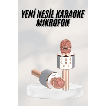 Bluetooth Hoparlör USB AUX SD Kart Kaoroke Mikrofon Uzun Pil Ömrü