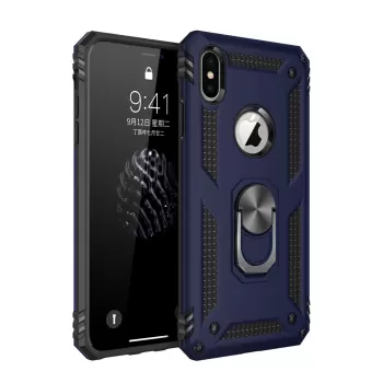 Newface iPhone XS Max Kılıf Sofya Yüzüklü Silikon Kapak - Lacivert