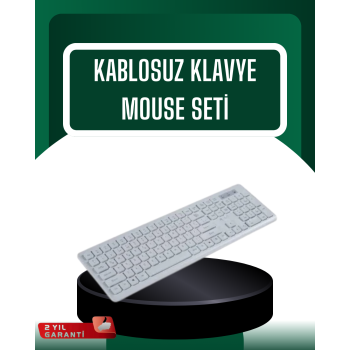 USB Alıcılı Kablosuz Klavye Mouse - Geniş Uyumluluk, Sessiz Tuşlar
