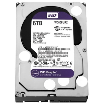 Western Digital WD60PURZ 6 TB Sata6 64Mb 7-24 Purple Harddisk